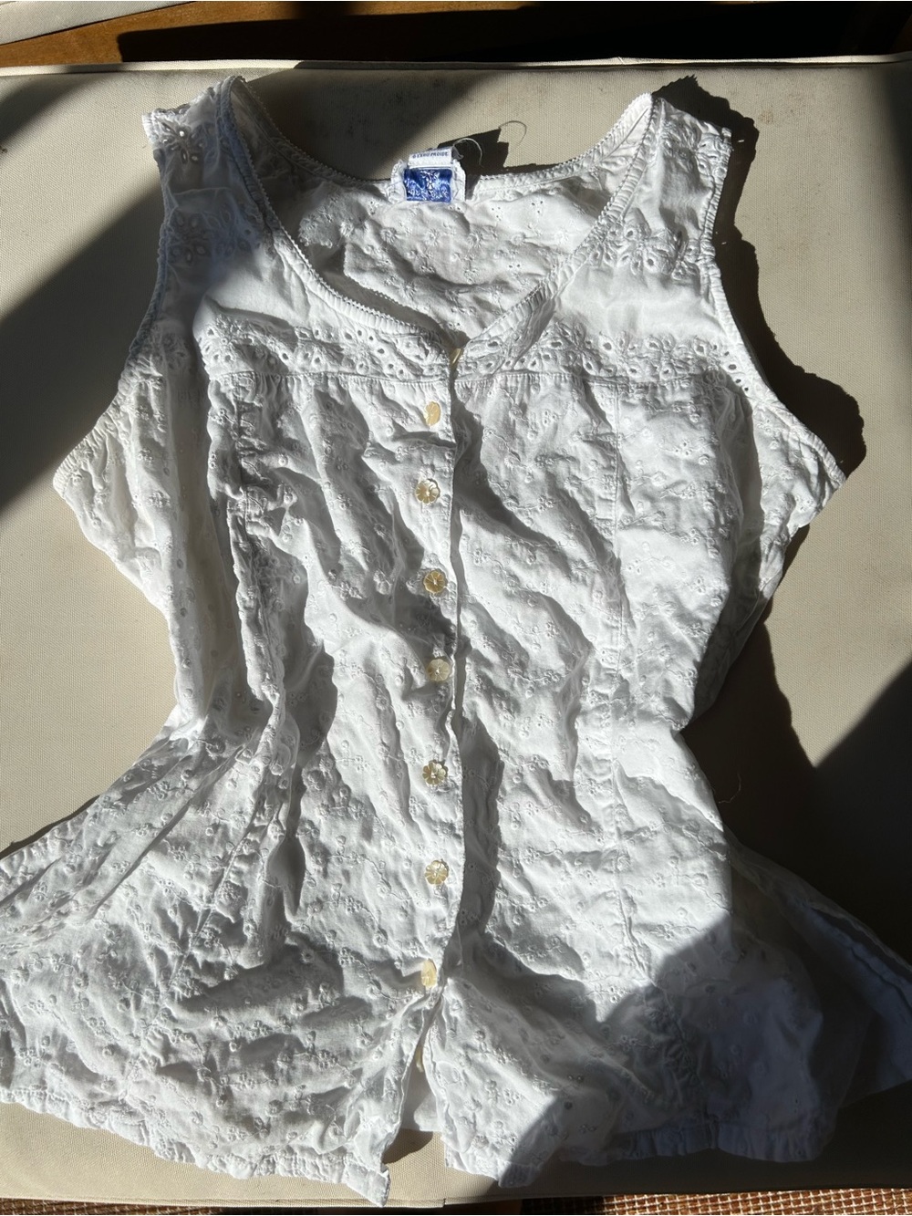 100% cotton vintage embroidered tank top size large
